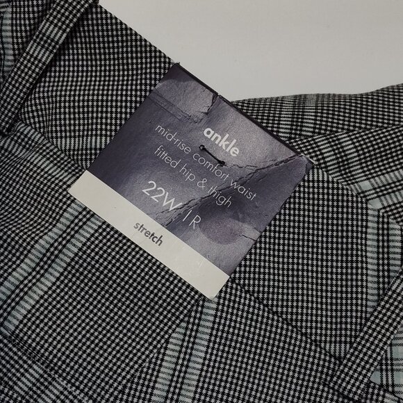 Ava & Viv Plaid Ankle Pant Mid-Rise Comfort Waist Stretch 22W Fitted Hip & Thigh - Picture 8 of 11